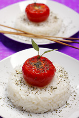 Image showing Fried tomatoes on rice