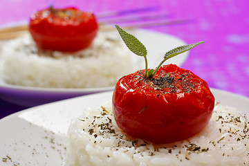 Image showing Fried tomatoes on rice