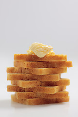 Image showing Tower from toast bread slices with butter