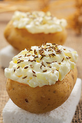 Image showing Potatoes with cottage cheese and caraway seeds