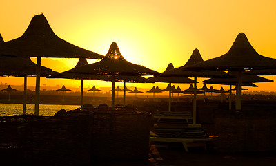 Image showing sunrise on sea resort 