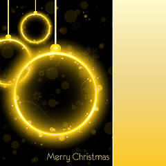 Image showing Golden Neon Christmas Ball Card on Black Background