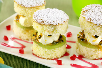 Image showing Passionfruit Sponge Stacks