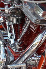 Image showing V- twin motorbike engine