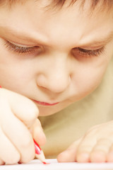 Image showing Boy drawing closeup