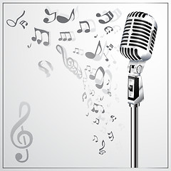 Image showing Musical background with retro microphone