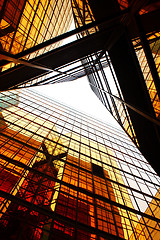 Image showing modern glass skyscraper perspective view 