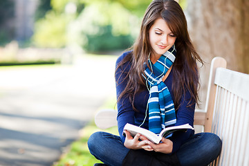 Image showing Mixed race ollege student studying