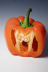 Image showing Isolated Half Cut Orange Pepper