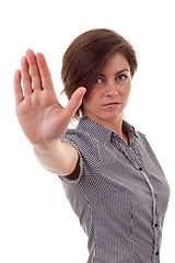 Image showing business woman making stop sign