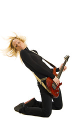 Image showing blond woman playing guitar