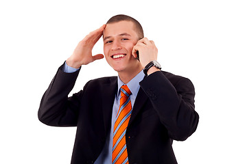 Image showing  man talking on his mobile phone
