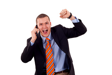 Image showing man with cellular phone winning