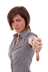 Image showing  business woman gesturing thumbs down