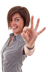 Image showing business woman indicating ok sign