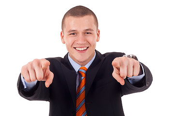 Image showing  business man pointing