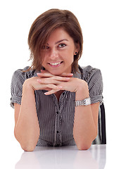 Image showing business woman thinking at desk