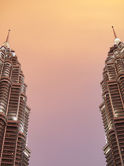 Image showing Petronas towers at sunset