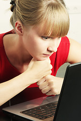 Image showing Blonde businesswoman with laptop