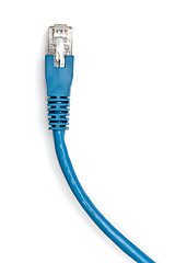 Image showing Blue network cable on white 