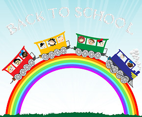 Image showing kids and rainbow