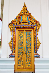 Image showing Traditional Thai style door temple can be used for tourism promo