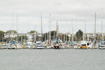 Image showing Yachts on pier