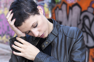 Image showing Young woman tired