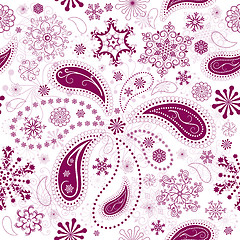 Image showing Seamless wallpaper with purple snowflakes