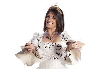 Image showing Bride saying YES to marriage