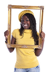 Image showing young woman inside a picture frame