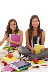 Image showing two young student sisters