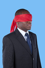 Image showing blindfold african businessman