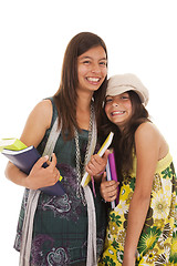 Image showing two young student sisters