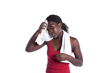 Image showing African woman after her exercise