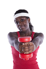 Image showing Wealthy african woman exercising