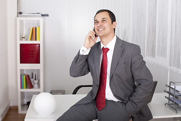 Image showing Mature businessman talking on the phone