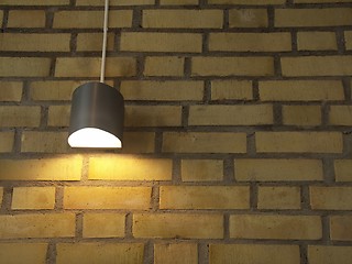 Image showing Lamp on brick wall