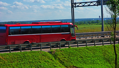 Image showing The tourist bus in a way 