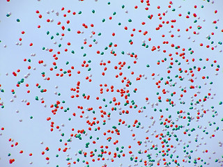 Image showing Lot of balloons flying in the sky