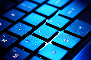 Image showing blue keyboard of the personal computer 