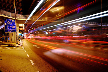 Image showing traffic at night in Hong Kong 