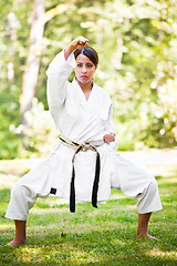 Image showing Asian practicing karate