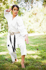 Image showing Asian practicing karate