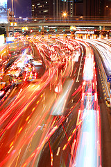 Image showing Traffic jam in Hong Kong at night