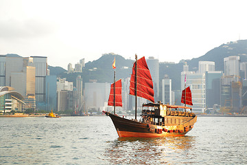 Image showing junk boat in Hong Kong