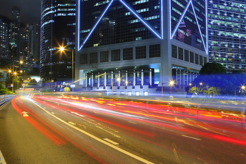 Image showing Fast moving cars at night