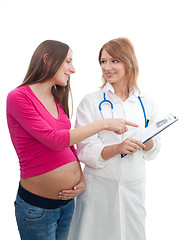 Image showing Pregnant woman consultation at doctor