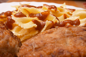 Image showing Pasta and rissole