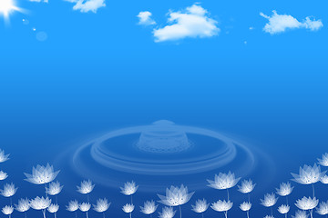 Image showing Abstract background of Lotuses and blue sky